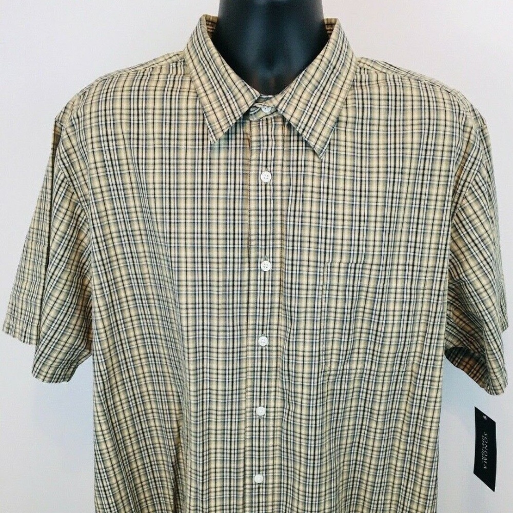 NWT Sonoma Men's Yellow/Green/Blue Plaid Shirt XLT